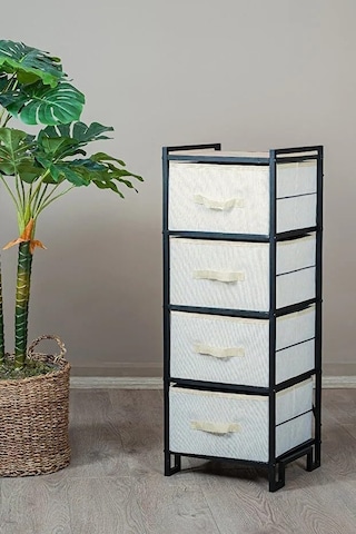 Digithome Metal 4 Çekmeceli Dolap Organizer Çok Amaçlı Düzenleyici Şifonyer Siyah Mrs-021 Diğer