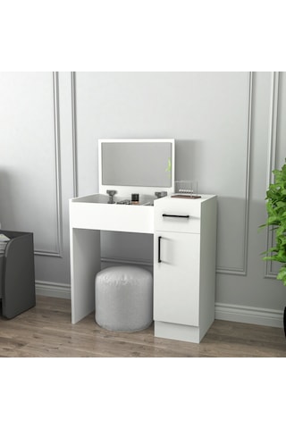 Arnetti İnci Aynalı Makyaj Masası Beyaz