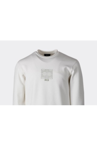 Erkek Sweatshirt Bisiklet Yaka Regular Fit Beyaz 1673 Beyaz