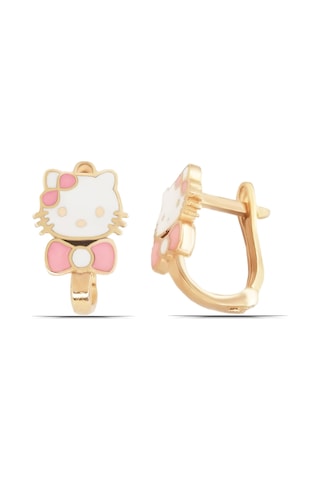 Kız Çocuk Hello Kitty Kedi Tasarım 925 Ayar Gümüş J Küpe N11.66516