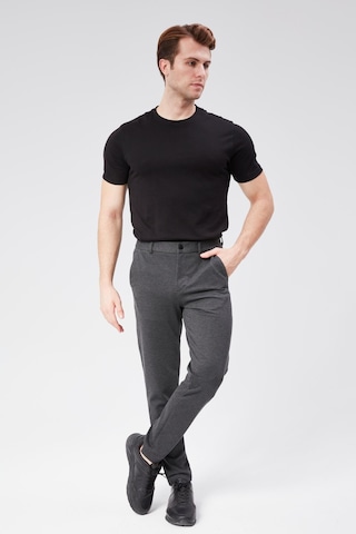 Erkek Beli Yarım Lastikli Arka Cep Fermuarlı Slim Fit Pantolon Antrasit Antrasit