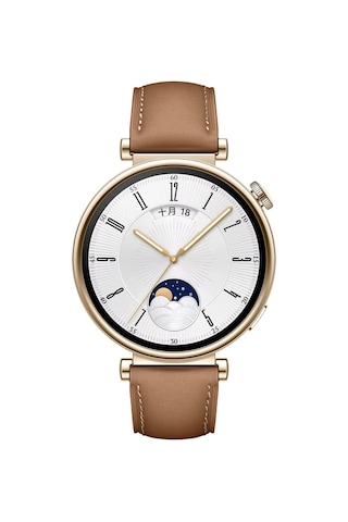 Huawei Watch Gt4 41mm İle Uyumlu Gümüş Metal Tokalı Deri Zarif Şık Kordon
