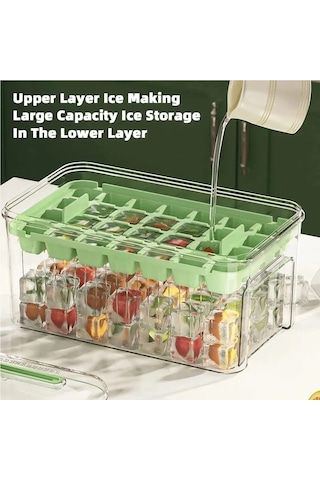 Jialan Pres Tipi Buz Küpü Tepsi Saklama Kutusu İle Buz Küpü Yeşil