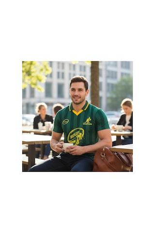 Urbantrendstore Rugby Tasarımlı Günlük Rahat Kullanım Casual Tişört Yeşil Kısa Kol