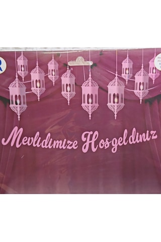 Mevlidimize Hoş Geldiniz Banner Yazı Mevlüt Süsleri Pembe