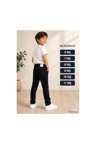 Gülerçocuk Erkek Çocuk 2 Li Kombin Set - Beyaz Penye Tişört & Siyah Jean Pantolon 5 - 12 Yaş Siyah