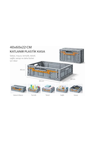 Katlanır Kasa Plastik 40 60 22 Cm Camp Gri