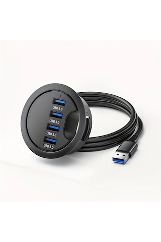 Xuweiwei Siyah 4 Port Usb 3 0 Hub 60mm Masa Grommet Splitter Dock Istasyonu Usb Guc Modu 36v Elektronik Bilesenler Yok