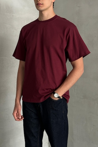 Hyman Erkek %100 Pamuk Oversize Basic T-shirt Bordo