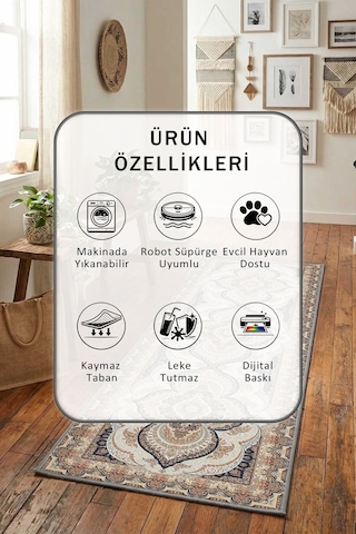 Yıkanabilir Yolluk 43 Gri