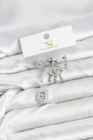 Pirinç Gümüş Renk Göz Ve Kutup Yıldızı Model Ysx Trio Küpe Seti Altın - Çok Renkli Pirinç Gümüş Renk Göz Ve Kutup Yıldızı Model Ysx Trio Küpe Seti Altın - Çok Renkli