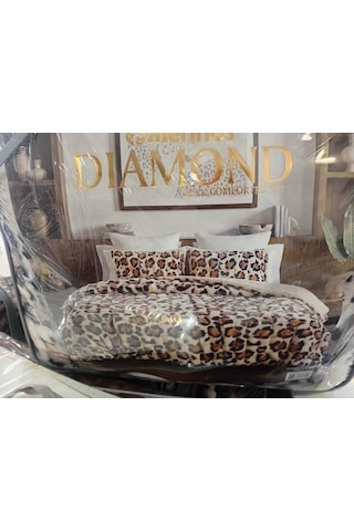 Merinos Diamond Kürk Leopar Desen Comforter Set, Çift Kişilik Yorgan Seti 220x240