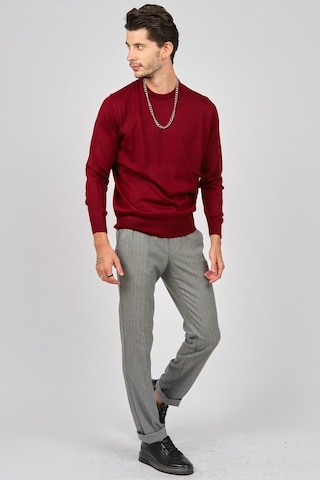 Pave Erkek Bisiklet Yaka Yün Kazak 4536063 Bordo Bordo