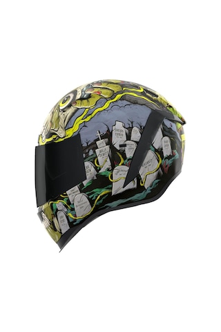 Icon Airform Dead Serious Mıps Kapalı Motosiklet Kaskı Siyah Gri Yeşil Siyah - Gri