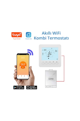 Alpsmart AS880K Wi-Fi Akıllı Kablolu Kombi Oda Termostatı - Tuya Destekli