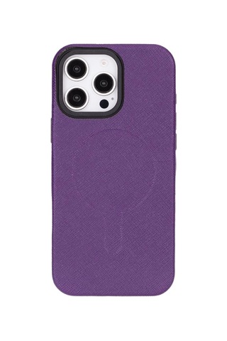 Bloomcase Aeris Dusty Mulberry Apple iPhone Uyumlu 16 Pro Magsafe Hakiki Deri Kılıfı Mor