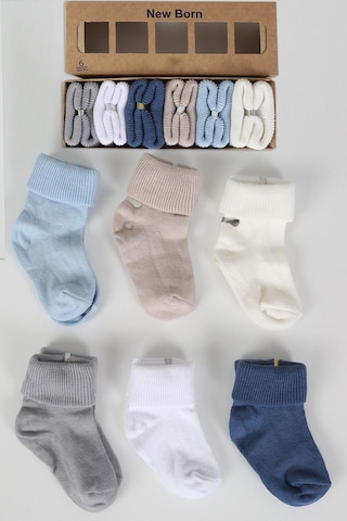 Organik Pamuklu 6'lı Yenidoğan Bebek Çorap Mavi