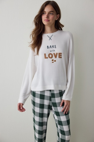 Penti Kırık Beyaz With Love Slogan Baskılı Termal Etkili Sweatshirt Pijama Üstü Beyaz