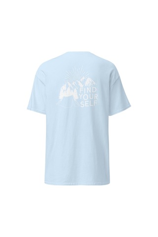 Wildstyle Find Yourself Kendini Keşfet Dağ Kamp Doğa Baskılı Unisex Pamuklu Tişört Bebek Mavisi