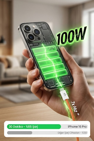 100w Destekli Usb-c To Usb-c Hızlı Şarj Ve Yüksek Hızlı Veri Aktarım Kablosu 1 Metre 100cm