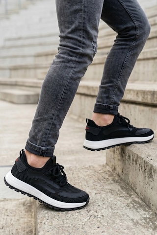 In Step Stratomesh Siyah Kalın Tabanlı Erkek Spor Ayakkabı Rahat Günlük Sneaker