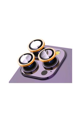 Apple Uyumlu iPhone 14 Pro Max Zore Cl-12 Premium Safir Parmak İzi Bırakmayan Anti-reflective Kamera Lens Koruyucu Turuncu