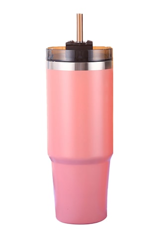 Xiyyadms 304 Çelik Isı Saklama Bardak 30oz, Pipetli Kapağıyla, 6-12 Saat Sıcak/soğuk Tutar, Araç/seyahat/univeral Kullanım Pembe