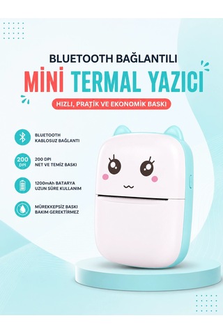 Mürekkepsiz Baskı Teknolojili Bluetooth Cep Yazıcısı - Htctduczzprinteryazıcı-6 Diğer
