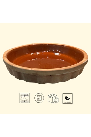 Sırlı Toprak Güveç-pişirme Tavası-borcam-fırın Tepsisi 30 Cm 2-3