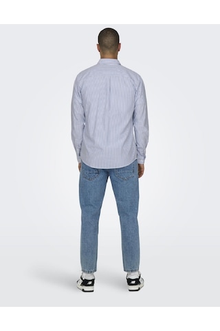 Only & Sons Only&sons Erkek Çizgili Gömlek 22027766 Açık Mavi