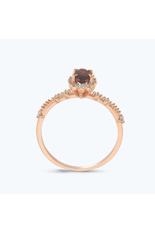 Altınbaş Pırlanta Garnet Taşlı Oval Yüzük Pnf004pgrn-14k