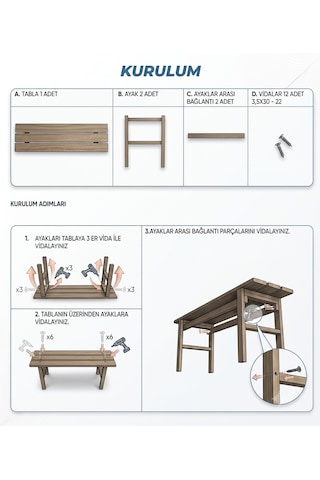 İahşap 30x100 Cm Masif Ahşap Bank - Fırınlanmış Çam, Ceviz Renk, El İşçiliği Kahverengi