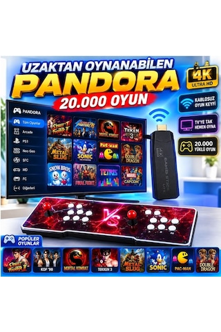 Schitec 4khd 3d Gamebox Arcade Pandora 20.000 Oyunlu Uzaktan Oynanabilir Tv Atari Konsolu