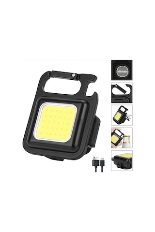 Mini Led Anahtarlık El Feneri Flash Mıknatıslı Su Geçirmez Şişe Açaçaklı Siyah