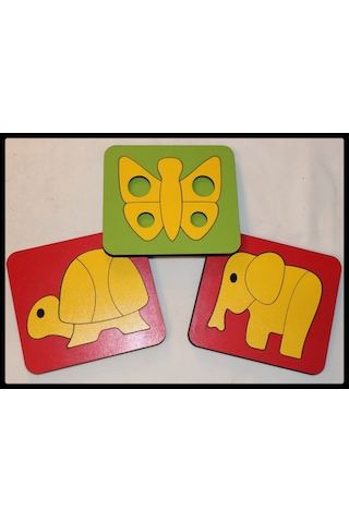 Ahşap Montessori Üçlü Puzzle Hayvanlar