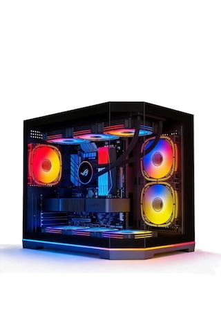 Atheron Lion Panoramik Siyah Gaming Kasa 6x120mm Argb Fanlı 360mm Sıvı Soğutma Destekli Temperli Cam