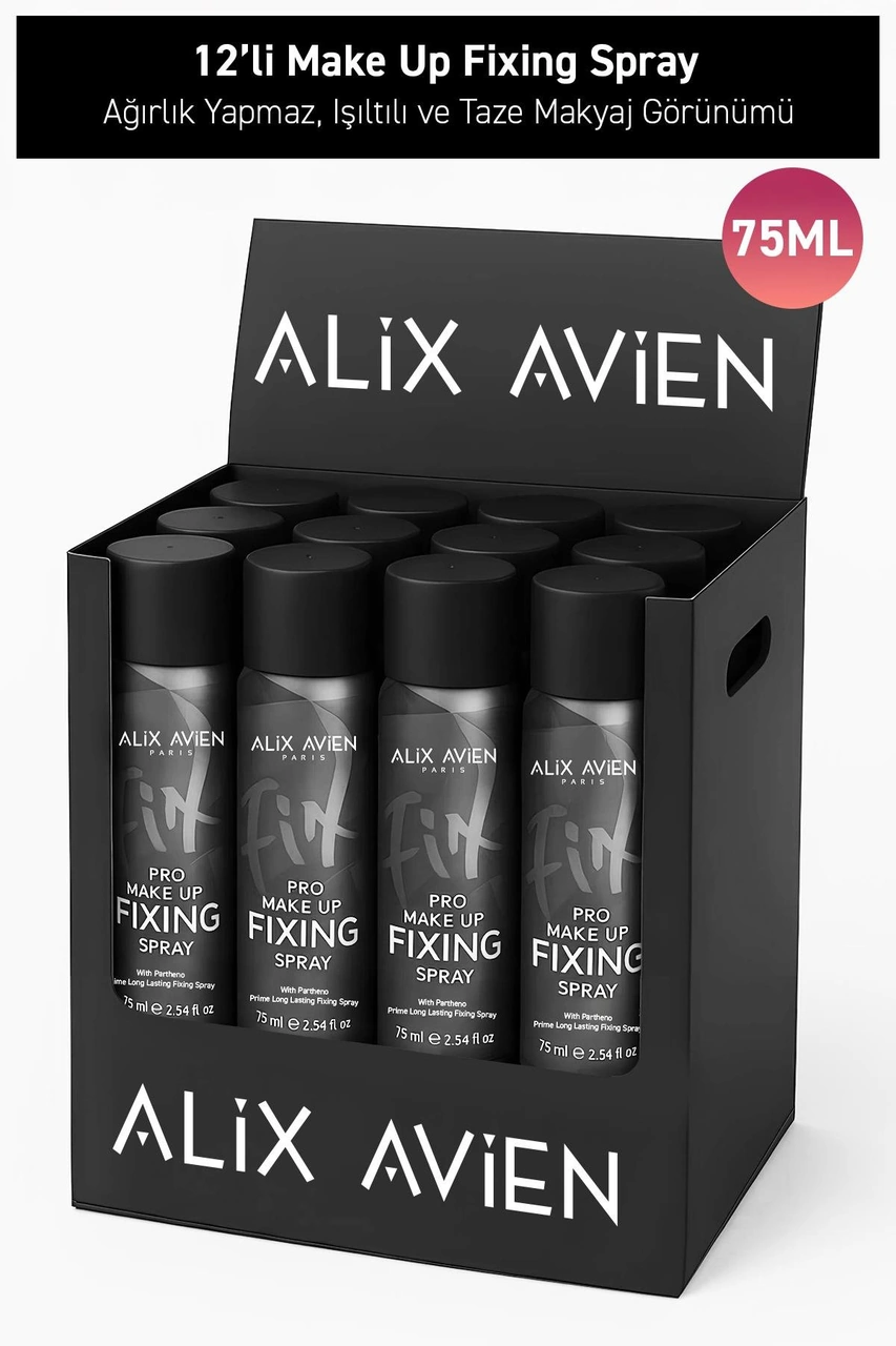 Alix Avien Uzun Süre Kalıcı Cilt Nemini Koruyan Işıltılı Görünümlü 12'li Makyaj Sabitleyici Seti Fixing Spray