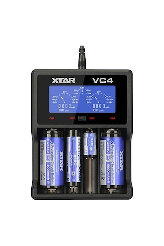 Xtar VC4 Lcd Ekranlı Li-ion/Ni-Mh/Ni-Cd Pil Şarj Cihazı 4lü