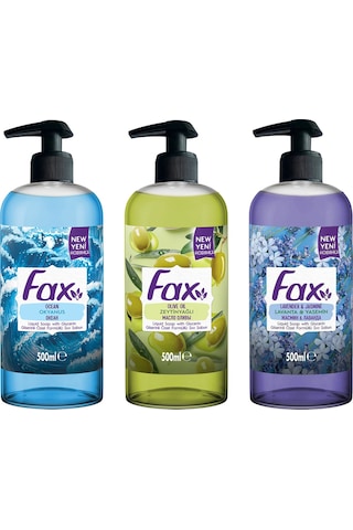 Fax Sıvı Sabun 500 Ml Pompalı 3 Lü Karma Paket