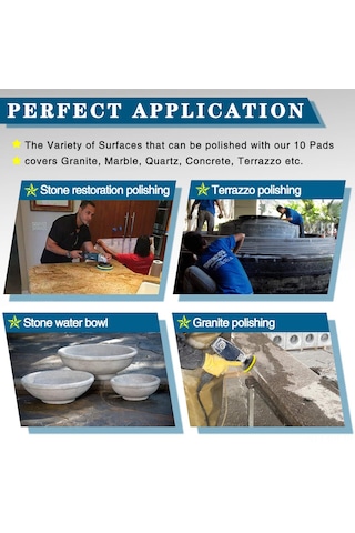 Singree 19 Parça 4 İnç Elmas Cilalama Pedi Seti - Mermer, Granit, Beton Ve Kuvars İçin Profesyonel Parlatma