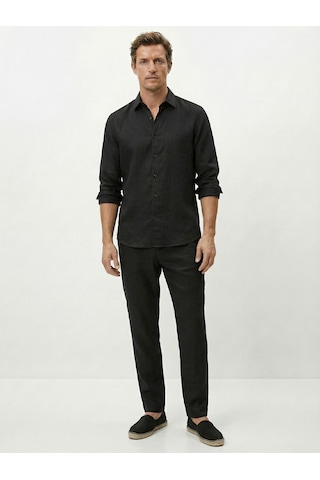 Xint Siyah %100 Keten Regular Fit Gömlek 700987 SİYAH