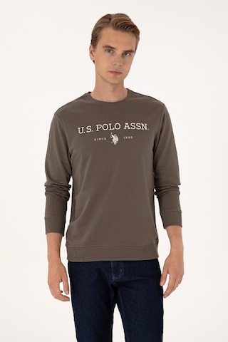 U.S. Polo Assn. Erkek Regular Fit Bisiklet Yaka Vizon İnce Basic Sweatshirt 50313743-VR052