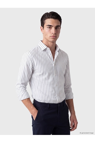 Lcw Busıness Lacivert Slim Fit Çizgili Erkek Gömlek