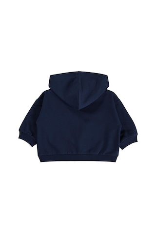 Civil Baby Çiçek Nakışlı Kapşonlu Basic 6-18 Ay Sweatshirt - Lacivert Koyu Lacivert