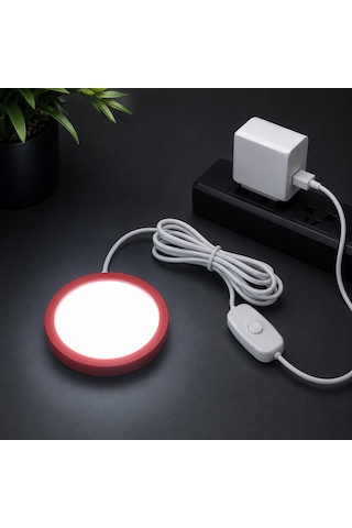 Led Lamp - Kit 001 Uyumlu 3d Yazıcı Lamba Donanım Kiti Beyaz Bambu Lab Mh001 Tam Uyumlu + Şarj Adaptörü Hediyeli Kırmızı