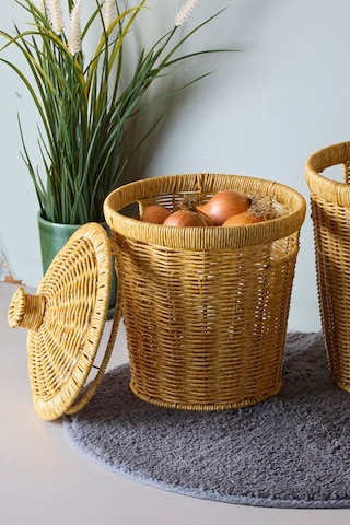 Bansko 2'li Açık Kahverengi Patates Soğan Sepeti Acıkkahverengı Hasır Kahve