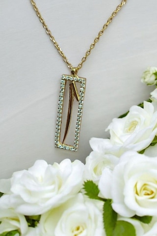 Modagümüşevi 925 Ayar Gümüş Elif Yazılı Kolye, Gümüş Kadın Kolye, Elif Kolye