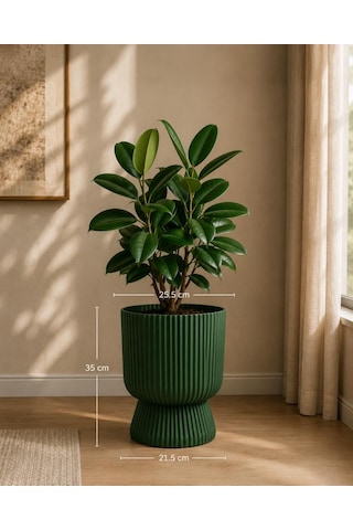 So-ltsa03 Lotus Ayaklı Plastik Vazo Çiçek Saksı 10,5 Lt No: 3 Yeşil 6 Adet