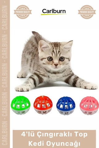 Özel Üretim Kedi Oyun Eğlence Canlı Renk Dayanıklı Aktif 4'lü Çıngıraklı Top Kedi Oyuncağı
