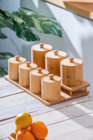 Acar Bambu Standlı 7 Li Baharat Takımı Bambu